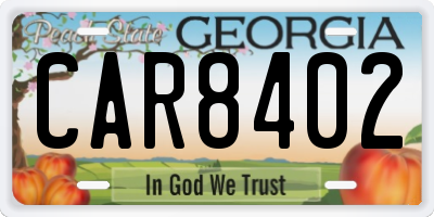 GA license plate CAR8402