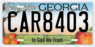 GA license plate CAR8403