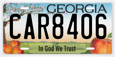 GA license plate CAR8406