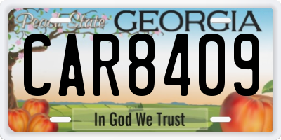 GA license plate CAR8409