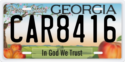 GA license plate CAR8416