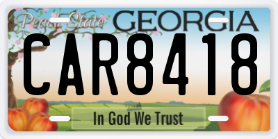 GA license plate CAR8418