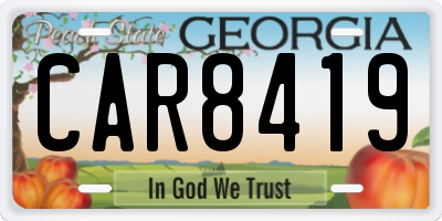 GA license plate CAR8419