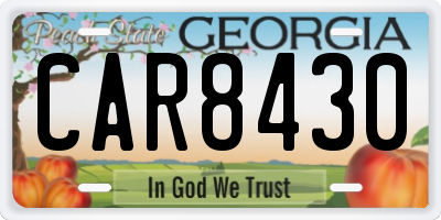 GA license plate CAR8430