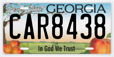 GA license plate CAR8438