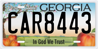 GA license plate CAR8443