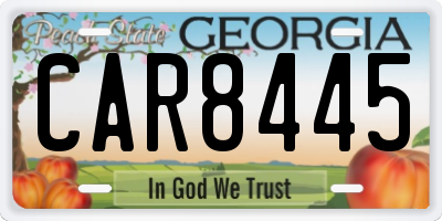 GA license plate CAR8445