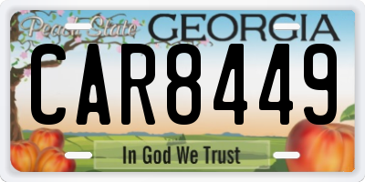 GA license plate CAR8449