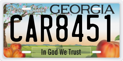 GA license plate CAR8451