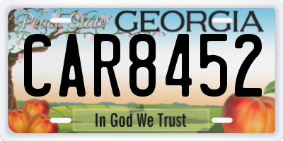 GA license plate CAR8452