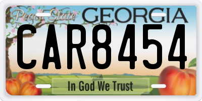 GA license plate CAR8454