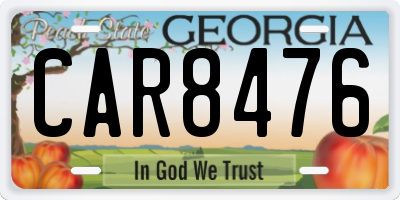 GA license plate CAR8476