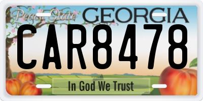 GA license plate CAR8478