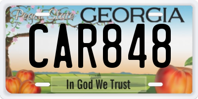 GA license plate CAR848