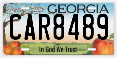 GA license plate CAR8489