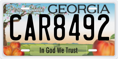 GA license plate CAR8492