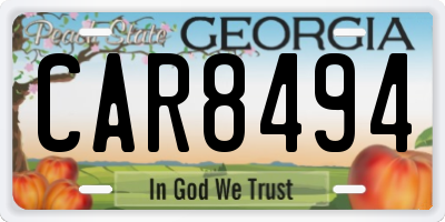 GA license plate CAR8494