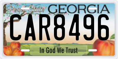 GA license plate CAR8496