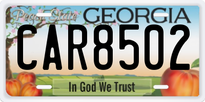 GA license plate CAR8502