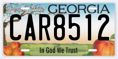 GA license plate CAR8512