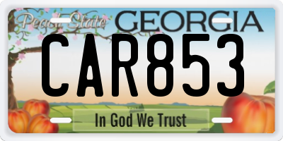 GA license plate CAR853