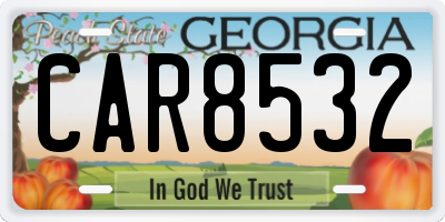 GA license plate CAR8532