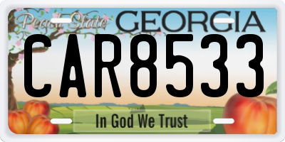 GA license plate CAR8533