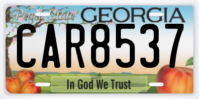 GA license plate CAR8537