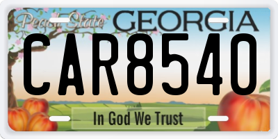 GA license plate CAR8540