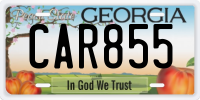 GA license plate CAR855