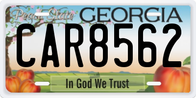 GA license plate CAR8562