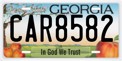 GA license plate CAR8582