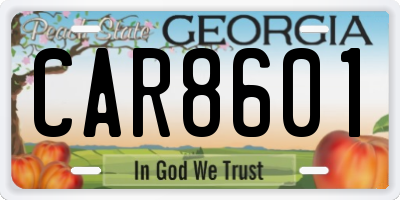 GA license plate CAR8601