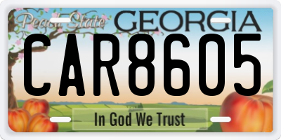 GA license plate CAR8605