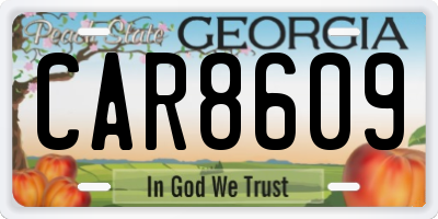 GA license plate CAR8609