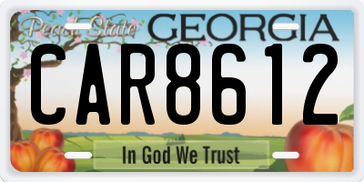 GA license plate CAR8612
