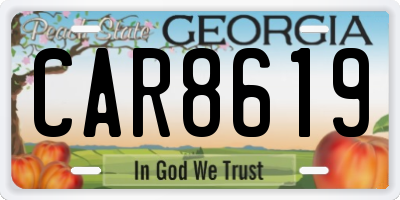 GA license plate CAR8619