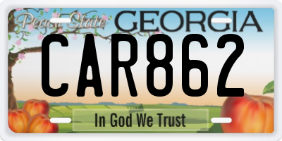 GA license plate CAR862