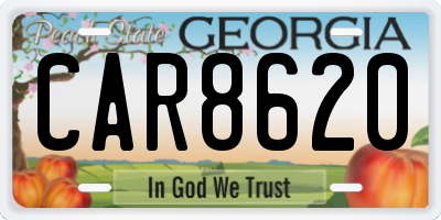 GA license plate CAR8620