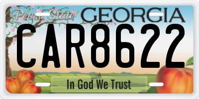 GA license plate CAR8622