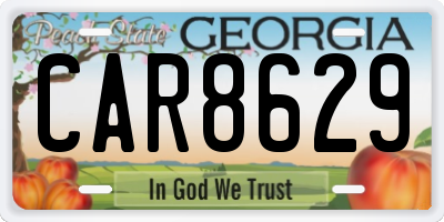 GA license plate CAR8629