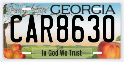 GA license plate CAR8630