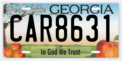 GA license plate CAR8631