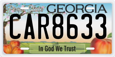 GA license plate CAR8633