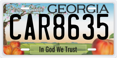 GA license plate CAR8635