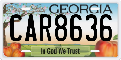 GA license plate CAR8636