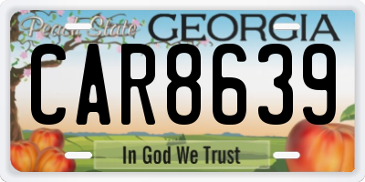 GA license plate CAR8639