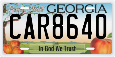 GA license plate CAR8640