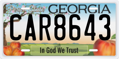 GA license plate CAR8643