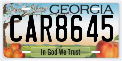 GA license plate CAR8645